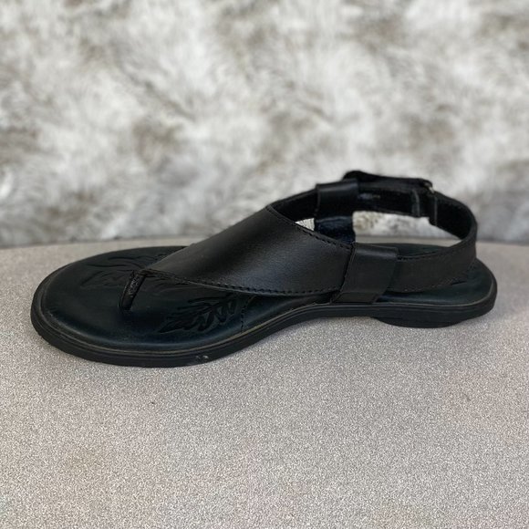 Born Sandals Women's Size 6 Black Leather Thong Style With Adjustable Back Strap - Picture 4 of 11